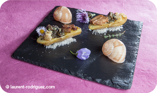 Pommes de terre aux escargots de Bourgogne et foie gras