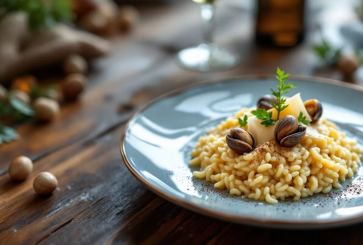 Risotto crémeux au parmesan et noisette, parfait avec des escargots