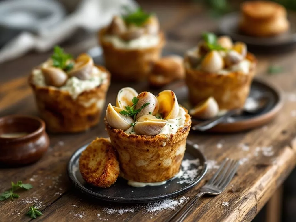 Verrines d&rsquo;escargots à la crème d&rsquo;ail et croûtons